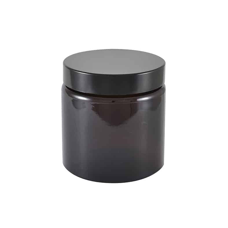 Glasskrukke brun 60 ml m/svart lokk