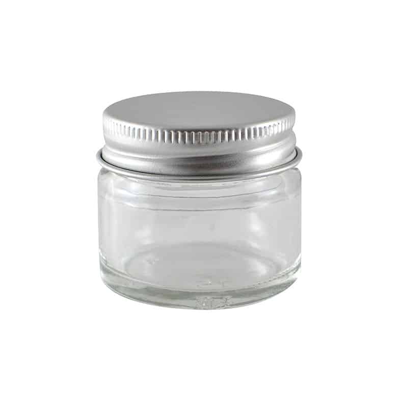 Glasskrukke klar 15 ml m/aluminiumlokk