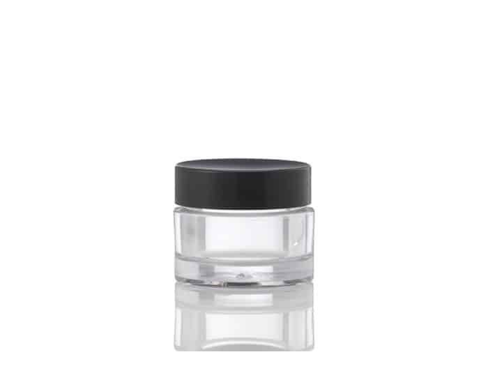 Plastkrukke klar 15 ml  PET m/sort lokk