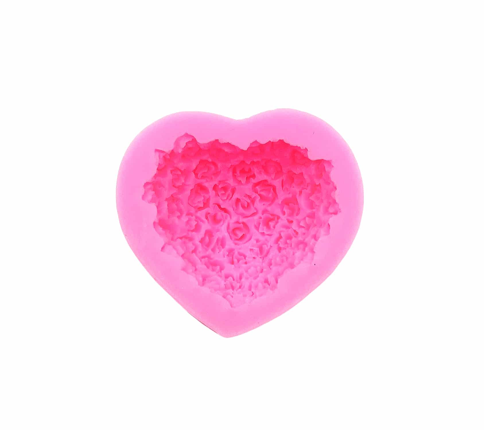 Såpeform silikon 3D hjerte med blomster1 stk