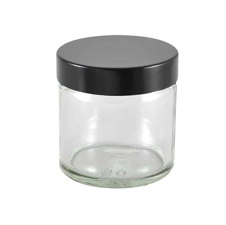 Glasskrukke klar 60 ml m/svart lokk