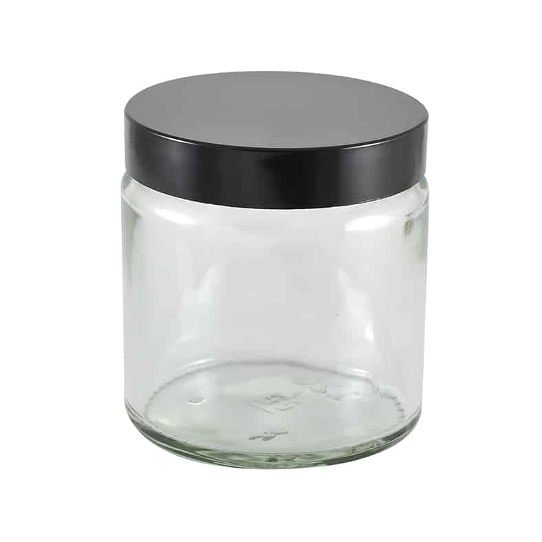 Glasskrukke klar 120 ml m/svart lokk